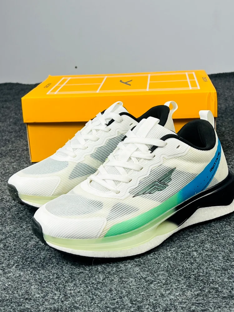RedTape Hundred Running Shoes – White, Blue & Green | Cushioned Lightweight Sports Sneakers