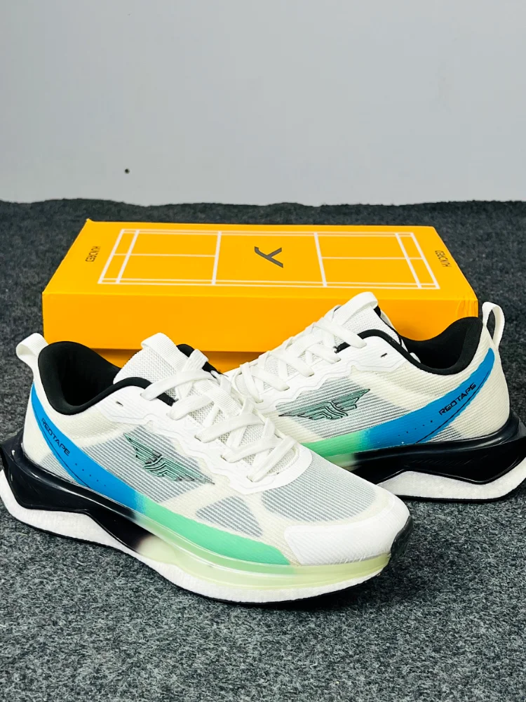RedTape Hundred Running Shoes – White, Blue & Green | Cushioned Lightweight Sports Sneakers - Image 6