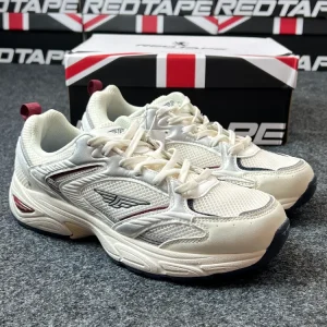Redtape Classic Sports Running Redtape Velocity Pro Sneakers – White & Red